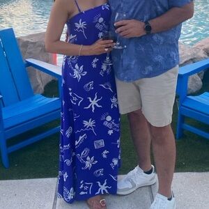 Tropical print maxi dress